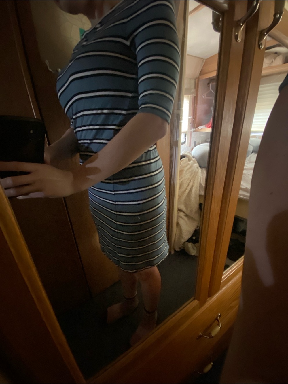 Lou & Grey Blue Striped Midi Tee Dress